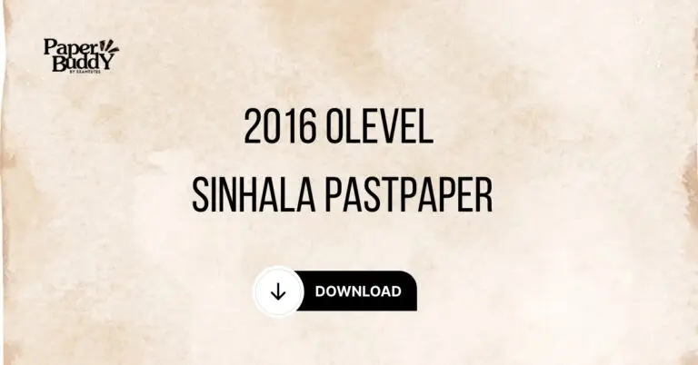 2016 O/L Sinhala Past Paper – PDF Download