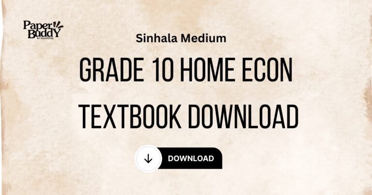 Grade 10 Home Science Textbook Sinhala Medium – PDF Download